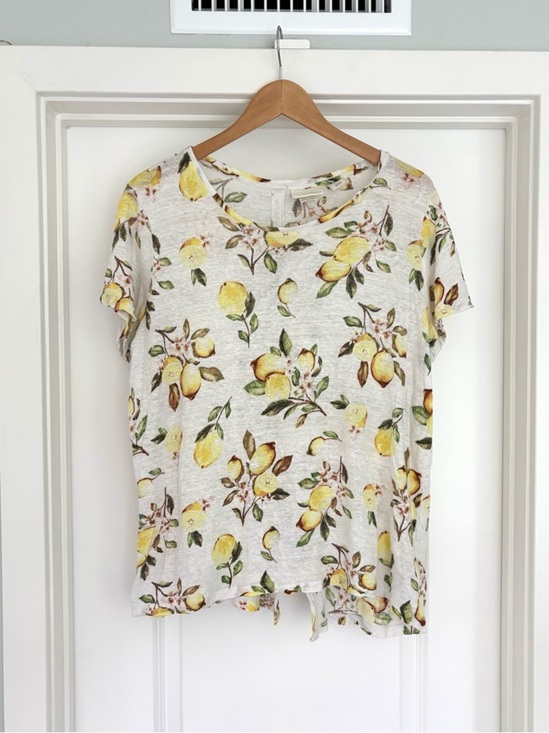 Cynthia Rowley Tops - Cynthia Rowley 100% Linen Lemon Fruit Boxy Top 1X